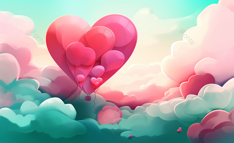 小清新520情人节气球卡通背景,插画/手绘图,插画/手绘图库,插画/手绘图下载,插画/手绘